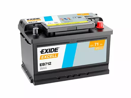 Exide EB712 Excell käynnistysakku 12V 71Ah 670A -/+ - EXIDE käynnistysakut - 1815-EB712 - 1